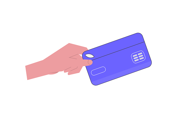 A graphic showing a hand holding out a credit card